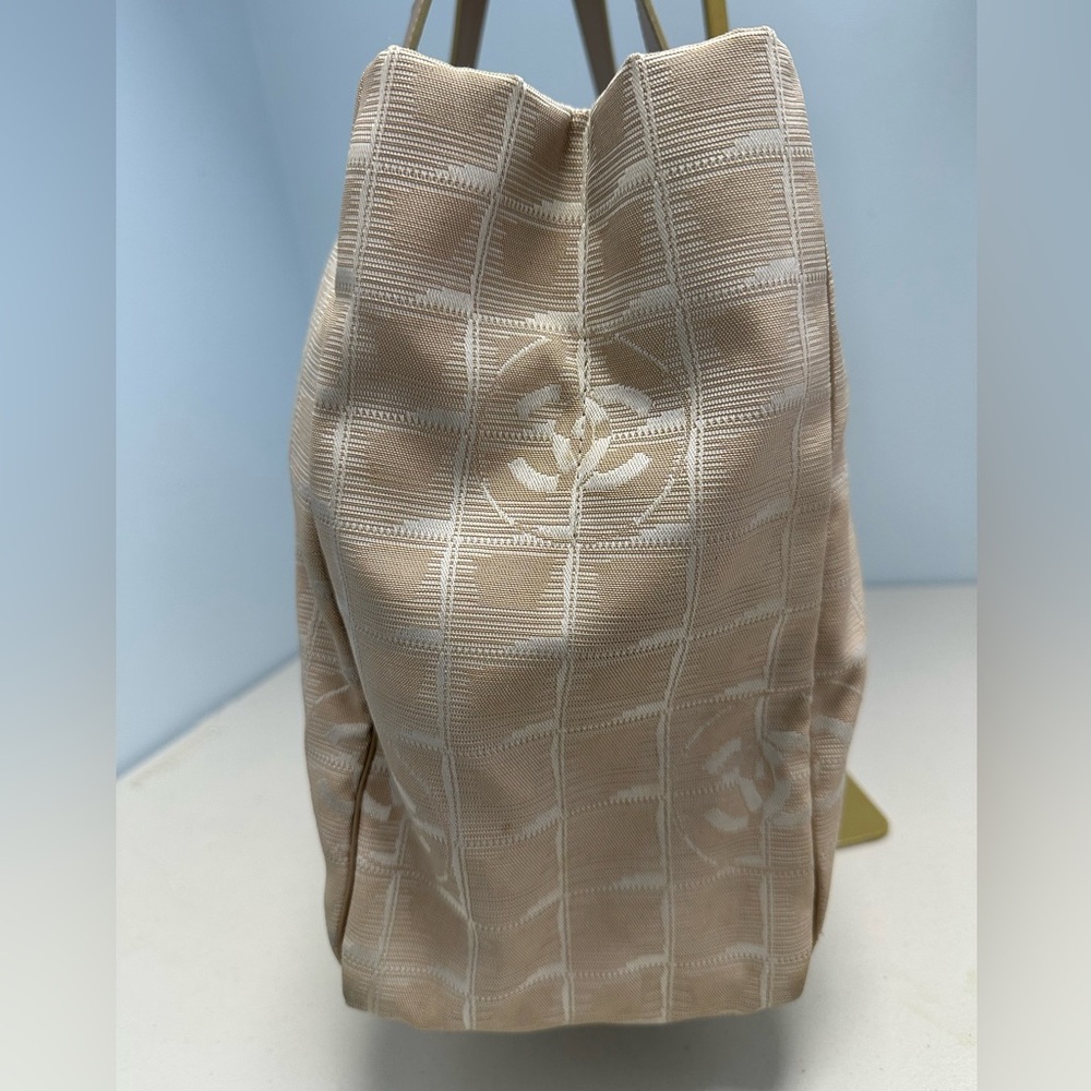 Authentic Chanel Travel Line Beige CC Nylon Leather Tote Bag - Picture 9 of 16